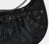 EYELET LEATHER SADDLEBAG