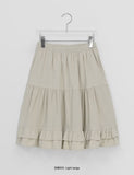 Farmt Corduroy Banding Frill Midi Skirt