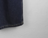 Tiso damage Mufa back banding washing denim long wide pants