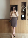 Boybi Collar Pocket Three Quarter Sleeve Jacket Blouse