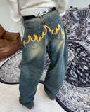 Eddie Flame Curved Denim Pants