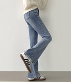 Boot Cut Fit Bonding Brushed Banding Denim Pants