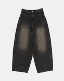 Mud side incision balloon denim pants