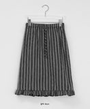 Kdelon Stripe Frill Midi Skirt