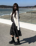 Roa Vintage Check Frill Tiered Midi Skirt