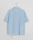 Moldef Stripe Seersucker Ribbon Short Sleeve Shirt
