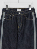 Muki Line Cut Raw Denim Wide Pants