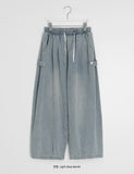 Beple Snap Button Banding Denim Balloon Wide Pants