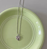 Leathery Silver Heart Necklace