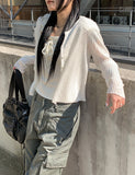 Cowl Layered Halter Ribbon T-Shirt