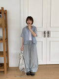 Shihyoko Seersucker Check Hood Short Sleeve Shirt