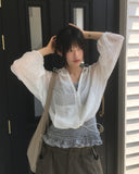 Muni Flower Seethrough String Hooded Jumper