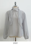 Lime Tencel Half Neck Tie Blouse