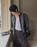 Noir Tweed Pocket Round Cardigan