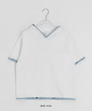 [BAONHAUS] Lanenji Color Matching Short Sleeve Hoodie
