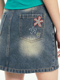 W Denim Mini Skirt