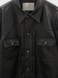 Sharp Pintuck Leather Jacket