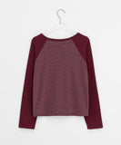 Benmer Button Stripe Crop Long Sleeve Tee