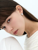 Champagne Full Moon Silver (W) Luna Garden One-Touch Earrings S