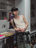 [LANARCH] Waffle Henley Neck Sleeveless