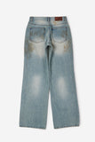 Faded wide leg denim pants