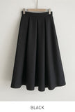 Loreson Wool Pintuck Flare Skirt