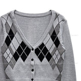 EB Argyle Crop Cardigan
