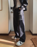 Aubert Lettering Wide Denim Pants