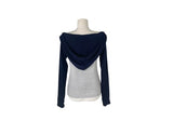 Enshu Brushed Color Matching Hood Off-Shoulder T-Shirt