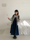 Coinzy Denim Shirring Sleeveless Long One Piece