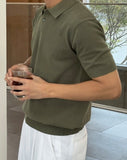 Muscle Fit Span Linen Collar Knit