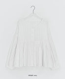 Kentit Stripe Shirring Button Blouse