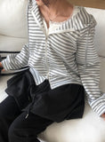 Board Stripe Color Matching Two-Way Hood Zip-Up