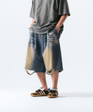 Brush Denim Damage Half Pants