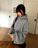 Inu fleece high-neck two-way hooded zip-up