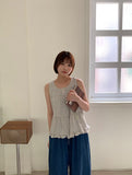 Dilte Check Flower Sleeveless Blouse
