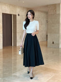 Lovin Banding Pintuck Flare Skirt