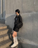 Rank Black Denim Mini Skirt