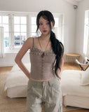 Mobi Ruffle Lace Ribbed Sleeveless