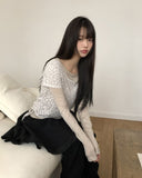 [MADE] Ronen Shirred Short Sleeve Layered Tencel Long Sleeve T-shirt