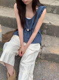 Cuzed Frill Shirring Embossed Sleeveless