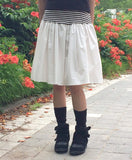 Apyo Stripe Color Matching Banding Tiered Midi Skirt