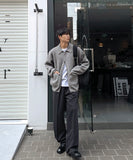 Minimal achromatic two-way cardigan