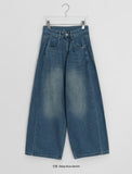 Rember Brushed Pintuck Washing Denim Wide Pants