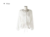 Ash Lace Waist Ribbon Strap Blouse