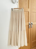 [Two-piece Set] Soche Ribbed Cap Knit Chiffon Skirt Set (Belt Set)