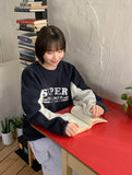 [unisex] Kiruko String Fleece Color Matching Lettering Sweatshirt