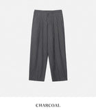 Striped wide pin tuck slacks