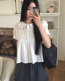 Harper Collar Puff Short Sleeve Blouse