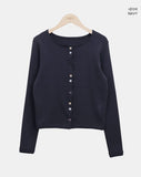 Marble Mix Color Button Point Cardigan